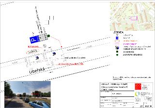Projektová dokumentace pro vyhrazené parkovací státí (EVR) na ulici Liběřská, ID EVR_580548, parcelní číslo 1934/1. Plánek znázorňuje nové vodorovné značení (2…