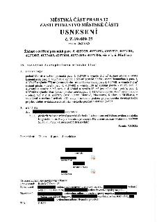 Usnesení Zastupitelstva městské části Praha 12 č. Z-19-009-25 ze dne 26.2.2025. Předmětem je žádost o svěření pozemků parc. č. 4137/39, 4137/192, 4137/327, 413…