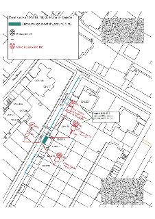 Menšíkovská 1242/16, 160 00 Praha 6 - Dejvice. Legenda: Zábor pro vybudování vjezdu 10,5 m2; Stávající DZ; Nově osazované DZ. Dopravní značení a situace záboru…