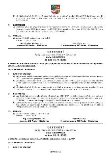 Naskenovaná stránka textového dokumentu usnesení Rady městské části Praha - Běchovice, číslo 15/099/26 ze dne 15. 9. 2026 k návrhu na schválení uzavření smluv…