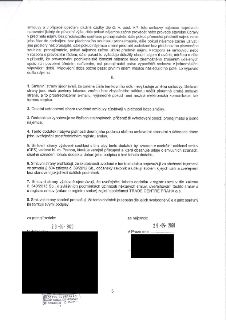 Textová část dodatku ke smlouvě (strana 3). Obsahuje ustanovení o výpovědních důvodech (porušení smlouvy, stavební úpravy bez souhlasu, podnájem bez souhlasu,…