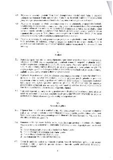 Strana 4 smlouvy obsahující články 4.2 až 6.3. Článek 4 se týká povinností příjemce (prezentace, logo, umístění). Článek V (Sankce) definuje následky porušení…