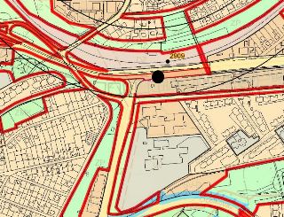 Katastrální mapa území s vyznačenými parcelami, komunikacemi a body (např. bod 2909), ulice Ocelkova, Vlčkova, Kočenkova