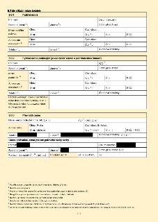 Formulář 'B.3 Identifikační údaje žadatele'. Část B.3.1 (Fyzická osoba) a B.3.2 (Fyzická osoba podnikající) jsou prázdné. Část B.3.3 (Právnická osoba): Název n…