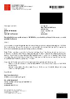 Dopis od Hlavního města Prahy, Magistrát hlavního města Prahy, Odbor majetkových agend, oddělení realizace majetkových převodů ze dne 24.09.2026. Č. j.: MHMP 9…