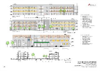 Architektonická studie projektu 'DOMOV SENIORŮ DOLNÍ POČERNICE', datum 08.2024, investor: Hlavní město Praha, projekt: BOMART spol. s r.o., spolupráce: Ing. ar…