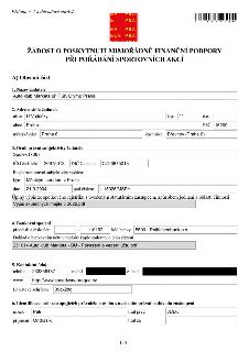 Žádost o poskytnutí mimořádné finanční podpory při pořádání sportovních akcí. Žadatel: Auto klub Markéta při PSK Olymp Praha, sídlo: U Vojtěšky 11, 162 00 Prah…