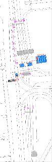 Situační nákres dopravního značení a úprav komunikace s vyznačením autobusového pruhu (BUS), dopravních značek (např. IP19, IP20a, E13, MIMO PID) a směrových š…