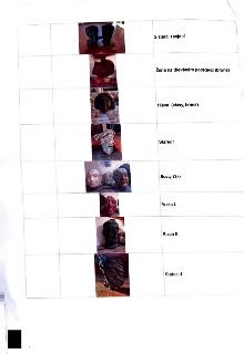 Tabulka se seznamem uměleckých děl (soch/bust): 1. 2 starci spojení, 2. Žena na dřevěném podstavci (bronz), 3. Hlava (vlasy, bronz), 4. Stařec I, 5. Busty (3x)…