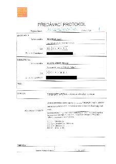 PŘEDÁVACÍ PROTOKOL
Objednávka č.: OBŽ/35/03/011572/2021
Počet příloh: 1

ZHOTOVITEL
Název a sídlo: REANOLA s.r.o., Jaurisova 515/4, 140 00 Praha 4
IČO: 2416949…