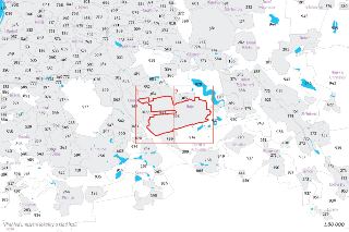 Přehledová mapa katastrálních území v Praze s vyznačenou lokalitou (červený obrys) v oblasti Chodov a Háje. Mapa obsahuje čísla katastrálních území a názvy lok…