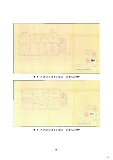 Archivní dokumentace stavebních plánů: Obr. 4 - půdorys 2.NP a Obr. 5 - půdorys 3.NP. U obou plánů je uveden název objektu: 'DŮM PIONÝRŮ J. FUČÍKA PRAHA 8'.