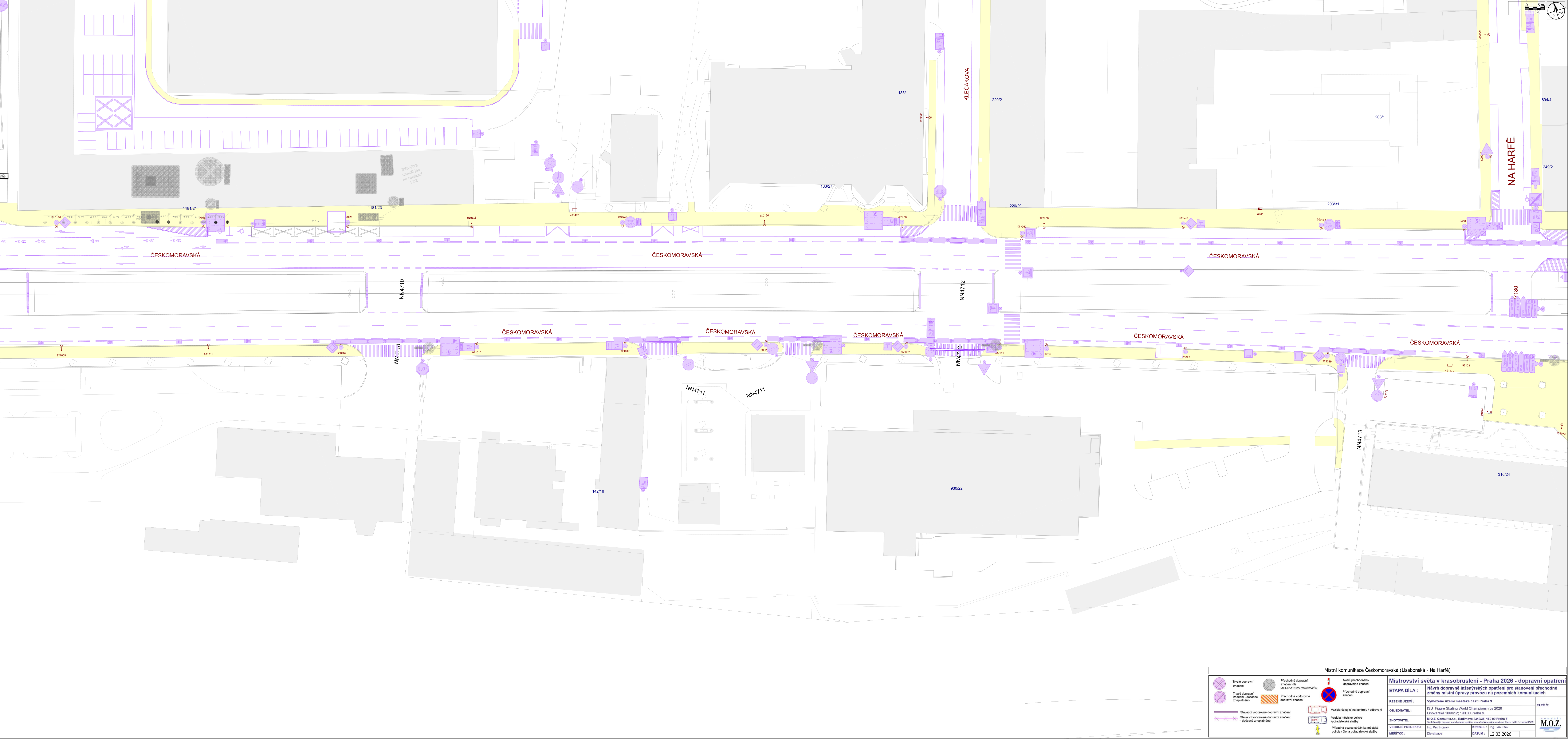 Dopravně inženýrské opatření (situační nákres) pro ulici Českomoravská.