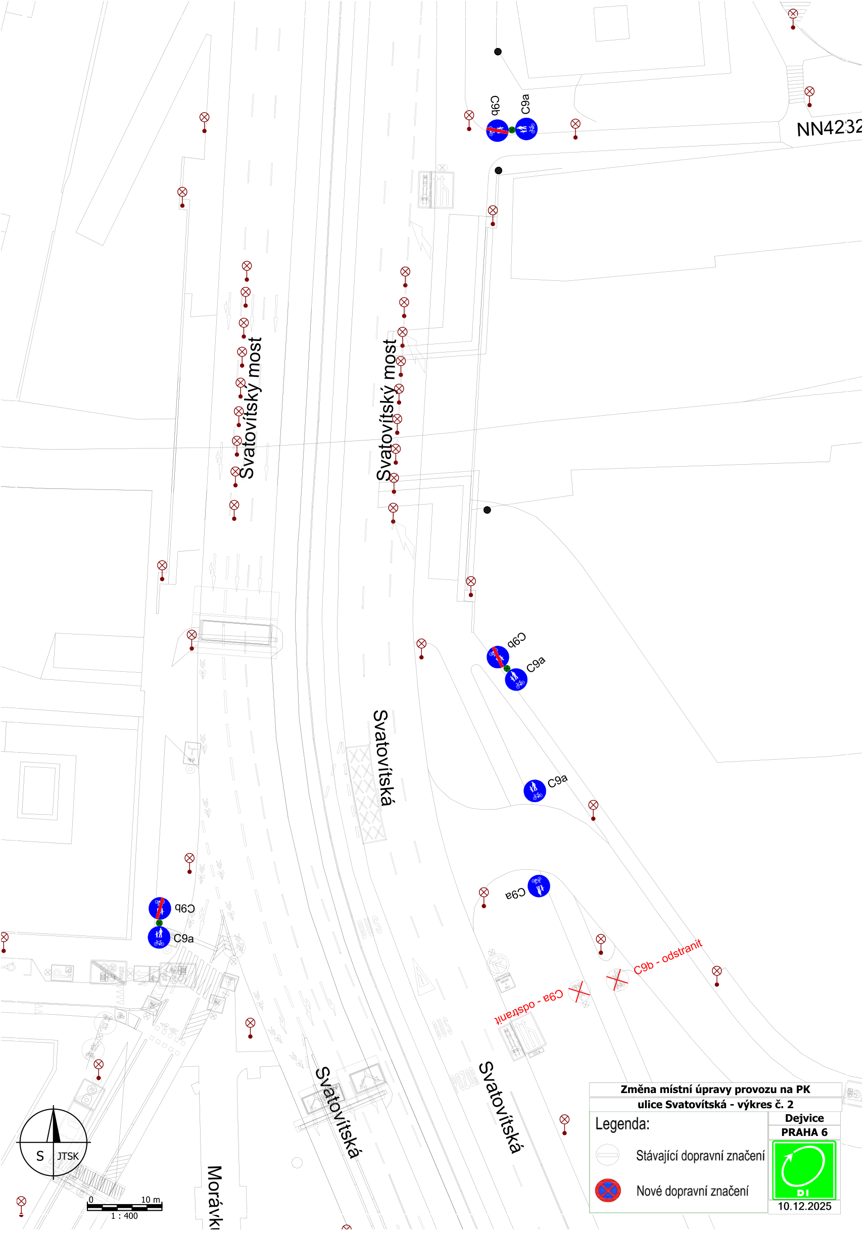 Situační nákres změny místní úpravy provozu na pozemní komunikaci v ulici Svatovítská.