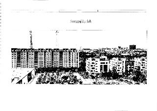 Vizualizace projektu, pohled na severní fasádu budovy.
