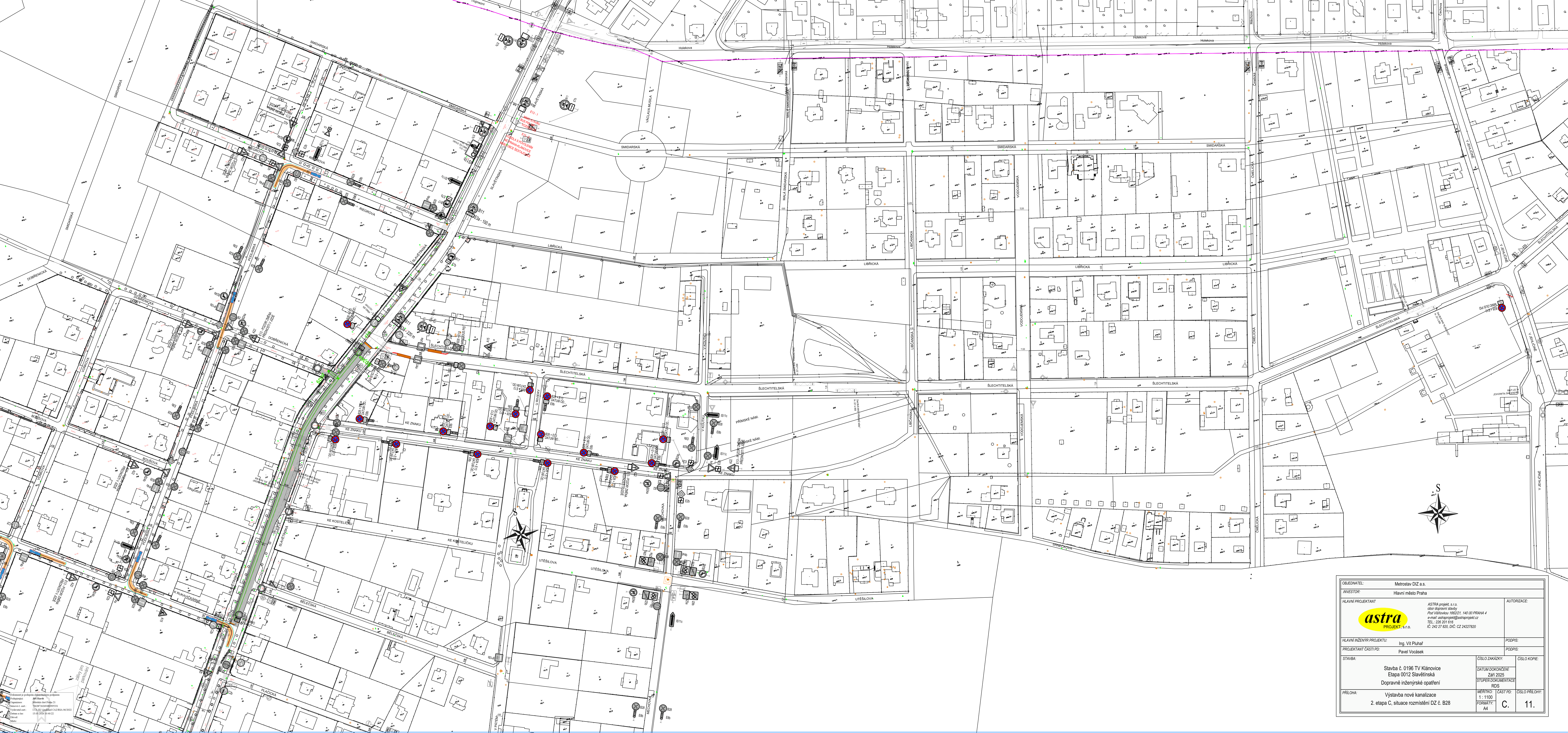 Koordinační situační výkres stavby kanalizace v zastavěném území