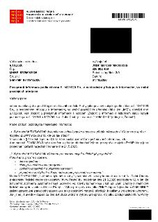 Naskenovaná stránka textového dokumentu - dopis od Hlavního města Prahy, Magistrátu hl. m. Prahy, Odbor majetkových agend. Věc: Poskytnutí informace podle záko…