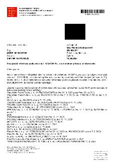 Naskenovaná stránka textového dokumentu - oficiální dopis od Magistrátu hl. m. Prahy (Odbor právní podpory, Oddělení svobodného přístupu k informacím) ze dne 1…