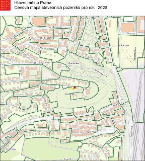 Výřez z cenové mapy stavebních pozemků pro rok 2026 pro Hlavní město Praha. Mapa zobrazuje oblast v okolí ulic U Nikolajky, Na Březince, Na Václavce, U Malvazi…