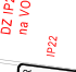 Výřez technického výkresu obsahující textové označení 'IP22', 'na VO' a 'DZ IP2'.