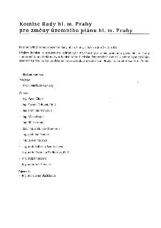 Dokument: Komise Rady hl. m. Prahy pro změny územního plánu hl. m. Prahy. Komise byla zřízena usnesením Rady hl. m. Prahy č. 527 ze dne 17. 3. 2015. Účelem kom…