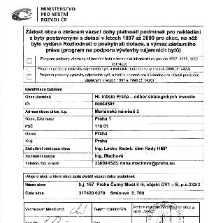 Žádost obce o zkrácení vázací doby platnosti podmínek pro nakládání s byty postavenými s dotací v letech 1997 až 2000 a výmaz zástavního práva (program na podp…