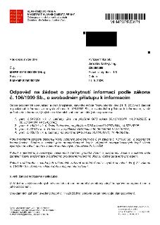 Odpověď na žádost o poskytnutí informací podle zákona č. 106/1999 Sb., o svobodném přístupu k informacím. Magistrát hl. m. Prahy, odbor pozemních komunikací a…