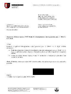 Stanovisko Odboru dopravy ÚMČ Praha 14 k bezúplatnému nabytí pozemku parc. č. 2864/1 v k.ú. Kyje. Dokument ze dne 22. 12. 2025, spisová značka UMCP14/25/254537…