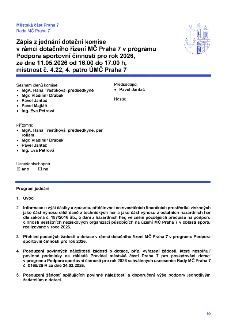 Zápis z jednání dotační komise v rámci dotačního řízení MČ Praha 7 v programu Podpora sportovní činnosti pro rok 2026, konaného dne 11.05.2026 od 16.00 do 17.0…