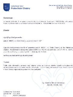 Úřad městské části Praha-Dolní Chabry, Hrušovanské náměstí 253/5, 184 00 Praha-Dolní Chabry. Oznamuje záměr výpůjčky části pozemku parc. č. 1462/1, k.ú. Dolni…