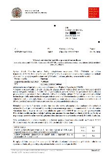 Výzva k odstranění vozidla z pozemní komunikace od Správy služeb hlavního města Prahy pro pana Ladislava Pechu (nar. 1969, Žižkovo nám. 3/3, 300 01 Tábor). Čís…