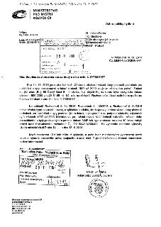 Úřední dopis Ministerstva pro místní rozvoj ČR ze dne 16. 11. 2016 (č.j. MMR-46373/2016-84/1) adresovaný Hlavnímu městu Praze. Předmět: Souhlas se zkrácením vá…