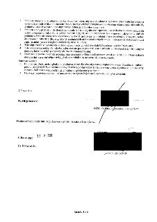 Naskenovaná stránka textového dokumentu (smlouvy/objednávky) obsahující body 1 až 4 a smluvní sankce (body 1 a 2). V horní části textu stojí: '1. Smluvní stran…