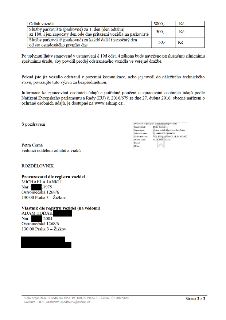 Naskenovaná stránka textového dokumentu. Tabulka poplatků: Odtah vozidla 3800,- Kč, Služby parkoviště (parkovné) za 1. den až 180. den 500,- Kč, Služby parkovi…