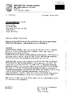 Žádost o investiční dotaci na akci „Přístavba základní školy Praha-Lipence“ v celkové odhadované výši 164 000 000 Kč. Odesílatel: Městská část Praha-Lipence, M…