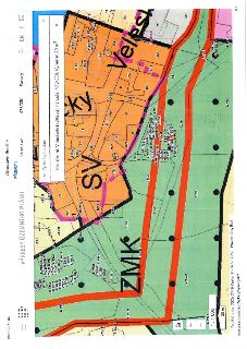 Výřez z územního plánu hl. m. Prahy (Veleslavín). Zobrazená katastrální mapa s vyznačenými parcelami a funkčními plochami (např. SV - smíšené obytné, ZMK - měs…