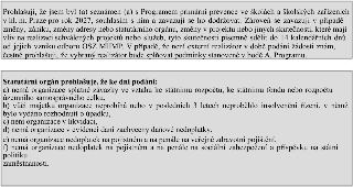 Textové prohlášení žadatele o dotaci v rámci Programu primární prevence ve školách a školských zařízeních v hl. m. Praze pro rok 2027. Horní část obsahuje záva…
