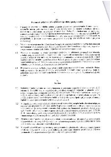 Strana 4 smlouvy obsahující články IV. a V. Článek IV. 'Povinnosti příjemce při zajišťování publicity poskytovatele' specifikuje povinnost uvádět název 'městsk…