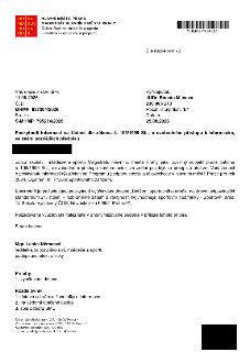 Úřední dopis Magistrátu hlavního města Prahy, odboru školství, mládeže a sportu, ze dne 25.08.2026. Předmět: Poskytnutí informací na žádost dle zákona č. 106/1…