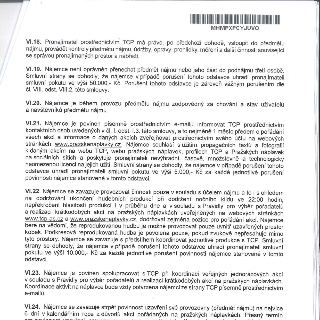 Výňatek ze smlouvy (články VI.18 až VI.24) týkající se nájmu prostor na pražské náplavce. Obsahuje pravidla pro pronajímatele (TCP) a nájemce: VI.18 právo kont…