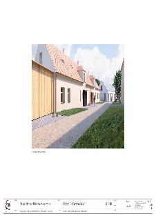 Vizualizace projektu 'Rekonstrukce Brandejsova dvora', konkrétně 'Objekt A - Perspektiva 2' (pohled od školní zahrady). Dokument obsahuje informace: investor:…