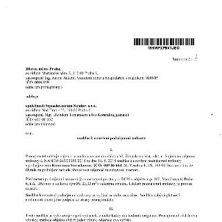 Dokument 'Souhlas k uzavření podnájemní smlouvy' vydaný Hlavním městem Praha (zastoupené Ing. Janem Rakem, IČO: 00064581) pro společnost Squashcentrum Strahov…