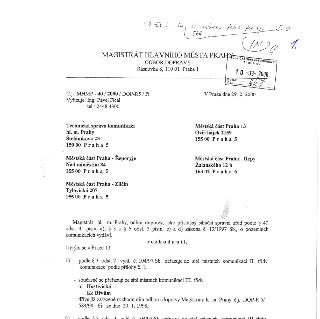 Úřední rozhodnutí Magistrátu hlavního města Prahy, odboru dopravy, č.j. MHMP - 40 / 2000 / DOP-R5 / Fi, ze dne 29. 2. 2000. Rozhodnutí se týká zařazení komunik…