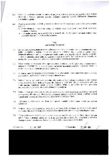 Textová část smlouvy obsahující body 6.3 až 7.8. Bod 6.3 a 6.4 definuje práva a povinnosti garanta a příjemce. Článek VII 'Závěrečná ustanovení' (body 7.1 až 7…