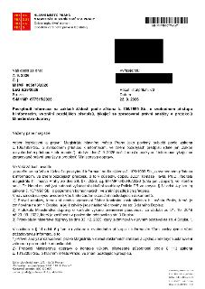 Oficiální dopis od Hlavního města Prahy, Magistrát hl. m. Prahy, Odbor legislativní a právní, Oddělení veřejného práva a legislativy ze dne 22. 9. 2026, č.j. M…