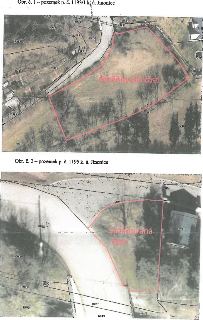 Ortofoto snímky parcel č. 1193/1 a 1193/5 v k.ú. Jinonice se zvýrazněnými směnlovanými částmi pozemků.