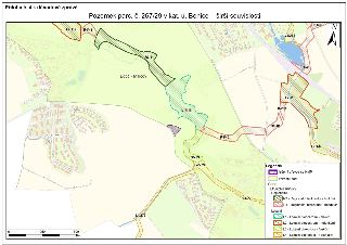 Mapa 'Příloha č. 4 k důvodové zprávě' zobrazující 'Pozemek parc. č. 267/29 v kat. ú. Benice – širší souvislosti'. Mapa obsahuje legendu s následujícími prvky:…