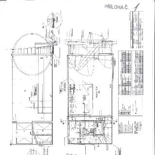 Stavební výkres (půdorys a řezy) pro projekt 'RAŠÍNOVO NÁBŘEŽÍ - KOBKY 5-7, 9-11'. Dokument obsahuje technické detaily, tabulku místností (např. 101-104), tabu…