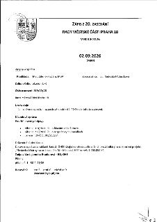 Zápis z 20. zasedání Rady městské části Praha 18 ze dne 02.09.2026. Předmět: Změna rozpočtu (rozpočtové opatření č. 41/26). Předkládá: Mgr. Zdeněk Kučera, MBA.…
