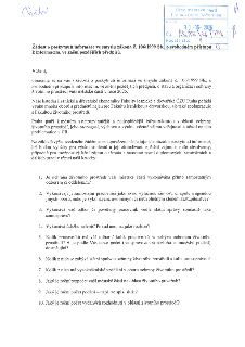 Žádost o poskytnutí informace ve smyslu zákona č. 106/1999 Sb., o svobodném přístupu k informacím. Adresát: Úřad městské části Praha - Dolní Počernice. Datum p…